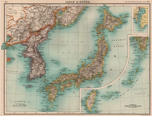 JAPAN & KOREA. Inset Tokyo bay. Formosa Taiwan. Railways. BARTHOLOMEW 1901 map