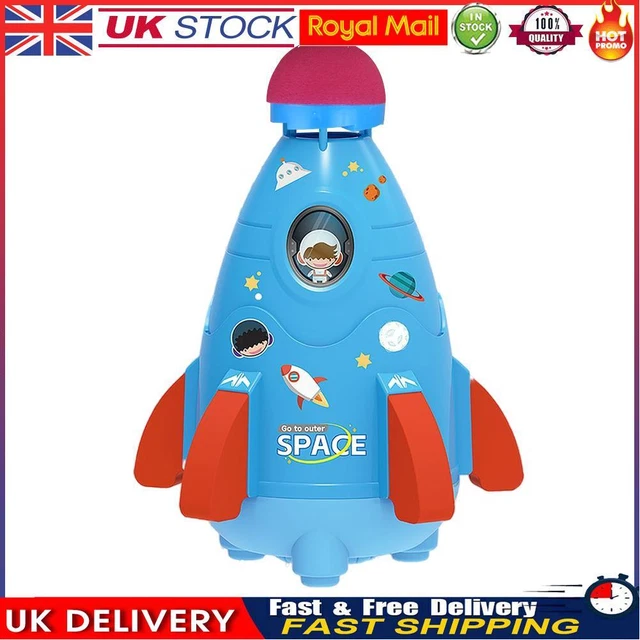 Space Rocket Sprinklers Rotating Water Powered Launcher Summer Fun Toys (Blue)