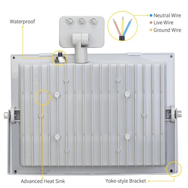 2xLED Fluter mit Bewegungsmelder 100W Flutlicht Außen Strahler Scheinwerfer IP65 8