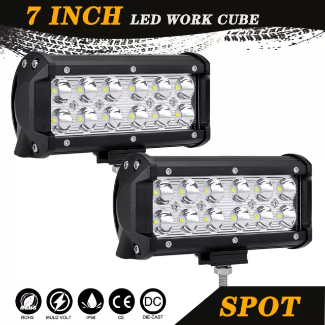 2PC 7" inch 36W LED Work Light Bar for Golf Cart EZGO Club Car Polaris UTV ATV