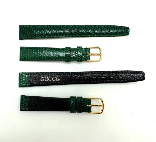 12mm Vintage GUCCi Green Lizard Leather Swiss Watch Band Strap 12/10