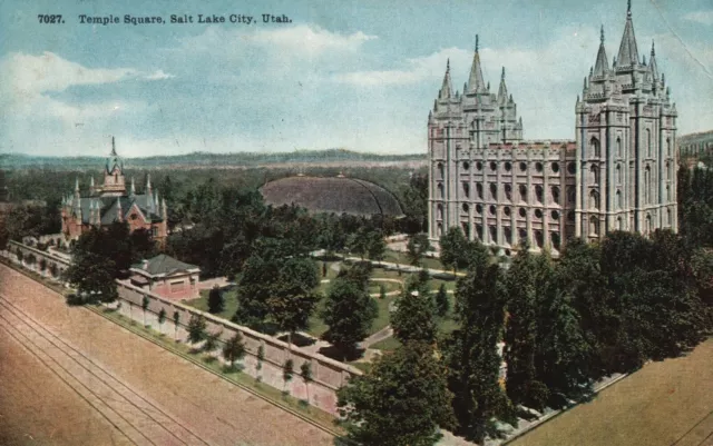 Vintage Postcard 1910's Temple Square Complex Center Salt Lake City Utah UT