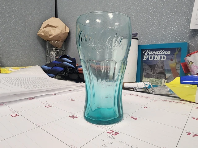Vintage & Retired Coca Cola Glass Tumbler Clear Aqua Blue Cup Soda Pop Coke 6”