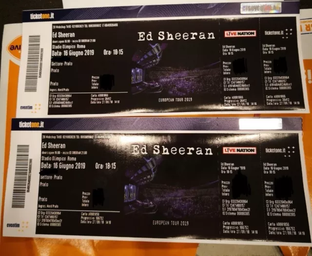 Vendo nr 2 biglietti concerto Ed Sheeran Stadio Olimpico Roma