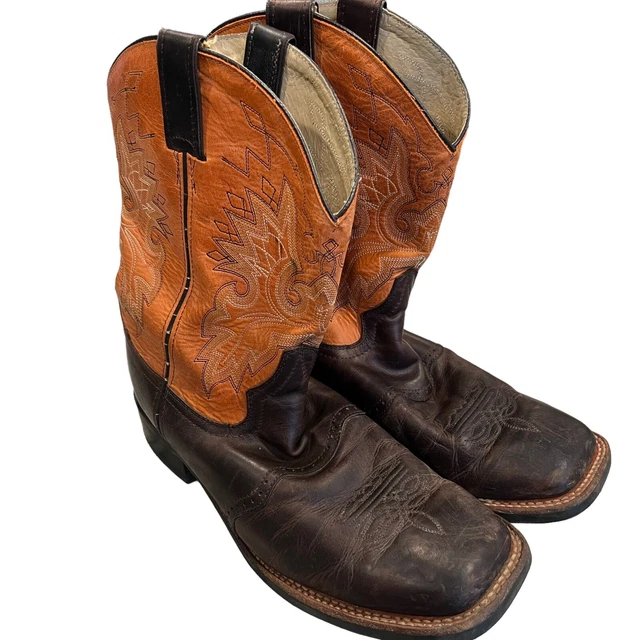 DOUBLE H BROWN Leather Square Toe Western Cowboy Boots Men's Size 11 EE