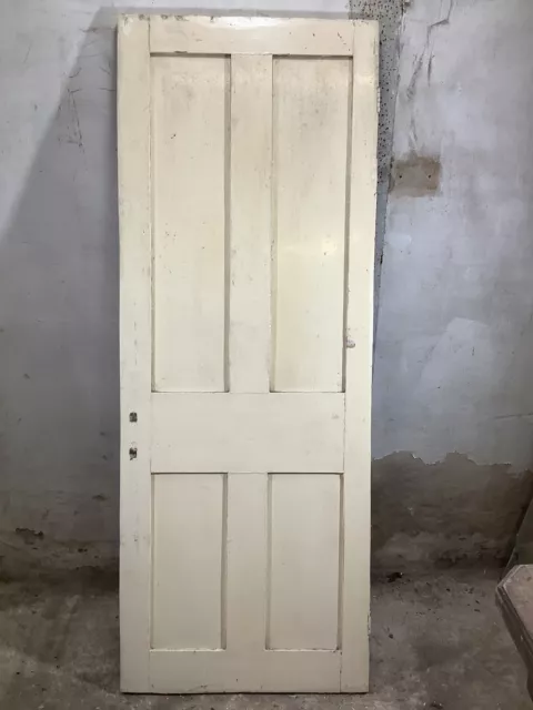 27 1/2"X73 3/8" Victorian Internal Painted Pine Four Panel Door 2over2 Old