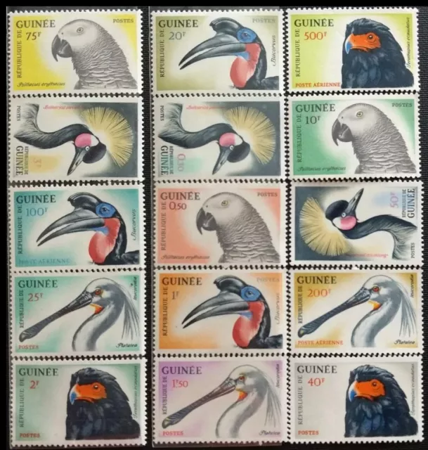 135. Guinea Republic 1962 Set/15 Stamps Birds . Mnh