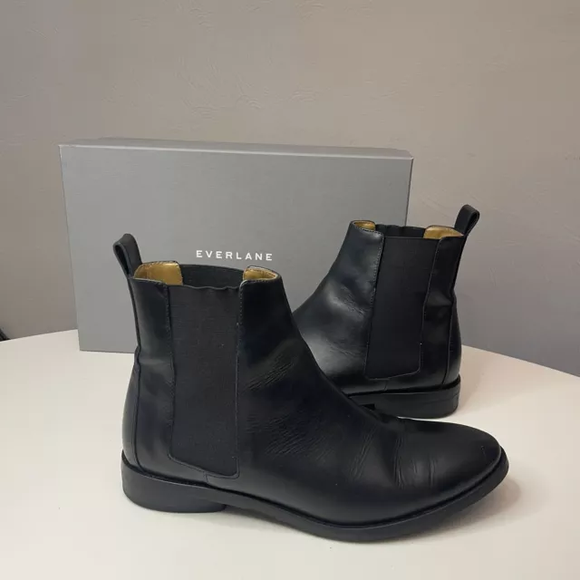 Everlane Black Leather Chelsea Boots Ankle Bootie Pull On - Italy Women’s Size 9