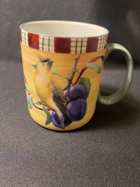 Lenox Winter Greetings Everyday Tartan Cedar Waxwing Coffee Cup Mug