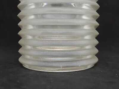 Vintage Frosted And Clear Ribbed Glass Light Shade Neckless Pendant 2