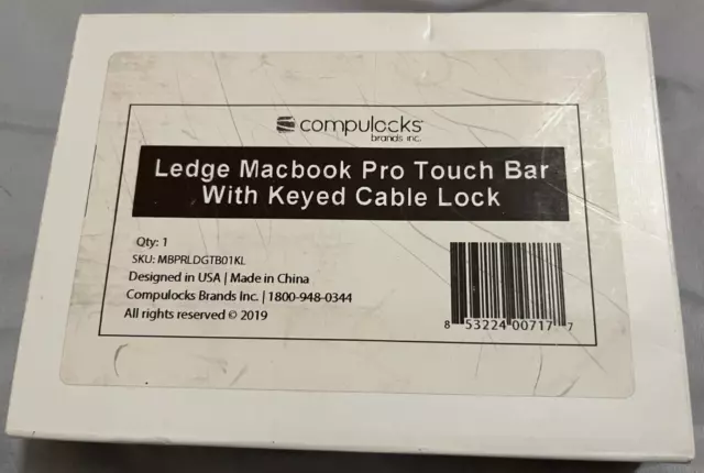 Ledge Macbook Pro Touch Bar With Keyed Grey Cable Lock w/ Lock Slot Adapter