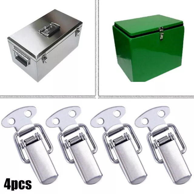 4PCS Stainless Steel Spring Loaded Clamp Clip Case Box Latch Catch Toggle Useful