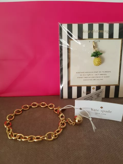 KATE SPADE Gold Charm Bracelet with Pineapple Charm DISPLAY