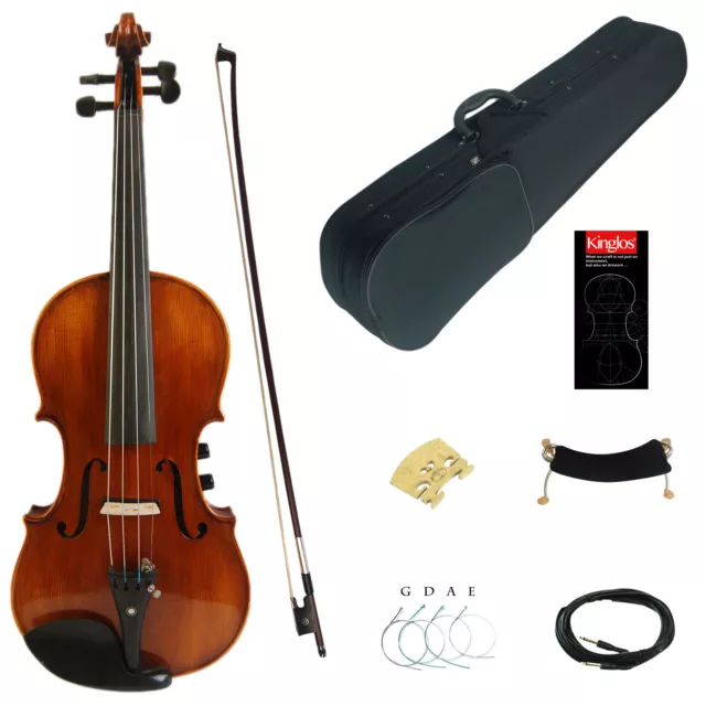 Kinglos Full Size 4/4 Colored Solid Wood Acoustic / Electric Violin Kit