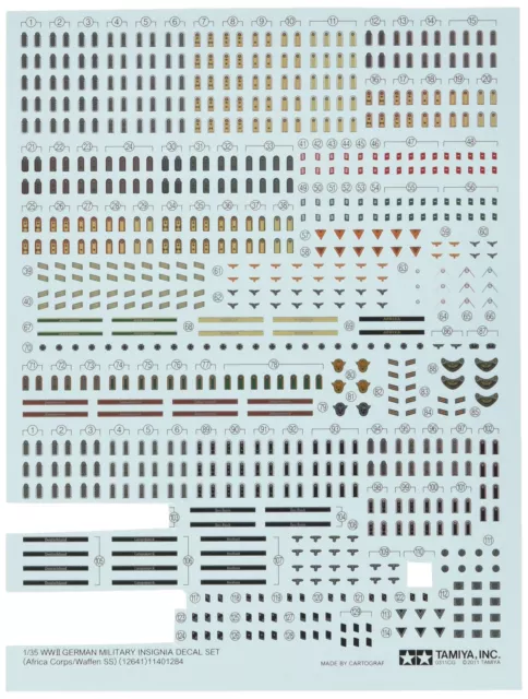 Tamiya 300012641 Scala 1/35 WWII German Military Insignia Decal Set 2