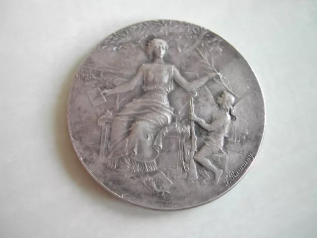 Médaille art nouveau ARGENT 41mm - PRIX de TIR  - F. RASUMNY vers  1900