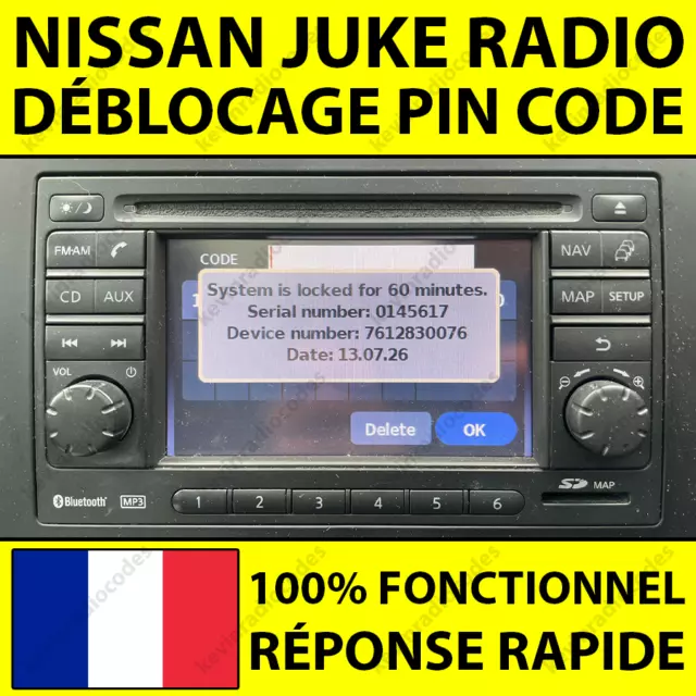 ✅Nissan Juke Bosch Lcn Radio Sat Nav Déblocage Pin Code Pour Tous Modèles✅