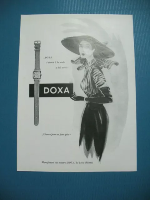 Publicite De Presse Doxa Montre L'heure Juste Au Juste Prix Le Locle Suisse 1951