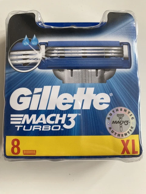 Paquete de 8 recargas de hoja de afeitar Gillette Mach3 Turbo - genuino totalmente nuevo