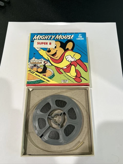 Película de colección 1962 Mighty Mouse at the Circus de 8 mm en caja original vista previa atracción