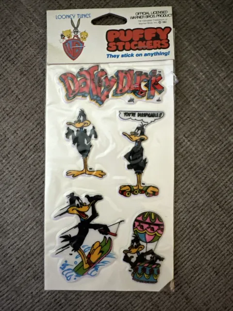 Vintage 80s Puffy Stickers Daffy Duck Looney Tunes Warner Brothers Scrapbook