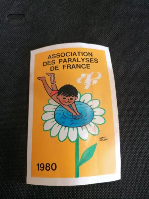 Autocollant sticker vintage publicitaire association paralysé de France 1980