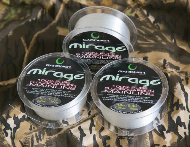 Gardner Tackle Mirage Fluorocarbon - 200m Spools of 14lb (0.35mm) Limited Stock