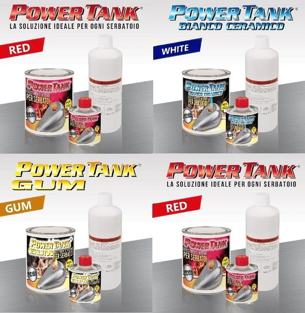 POWER TANK Blanc Céramique, Traitement Réservoir de Voiture 50/55 Litres, Grand Kit 1,3 kg Intérieur Réservoirs Essence Diesel Élimine la Rouille Protège Rouillé de Moto avec Antirouille