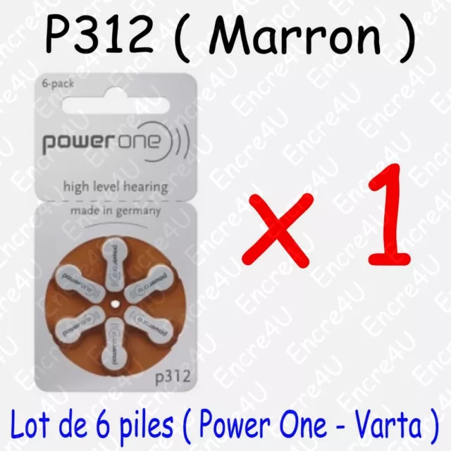 Lot de 6 piles auditives : MARRON P312 ( = 1 blister )