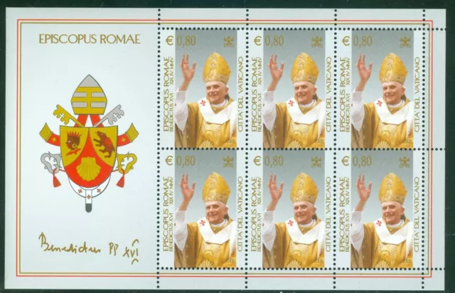 2005 Vatican City Sc# 1295-7: Coronation of Benedict XVI MNH sheets of 6