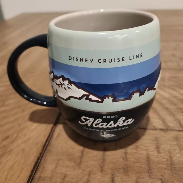 Disney Cruise Alaska 2020 Disney Wonder 12oz Blue Coffee Cup Mug Mountains