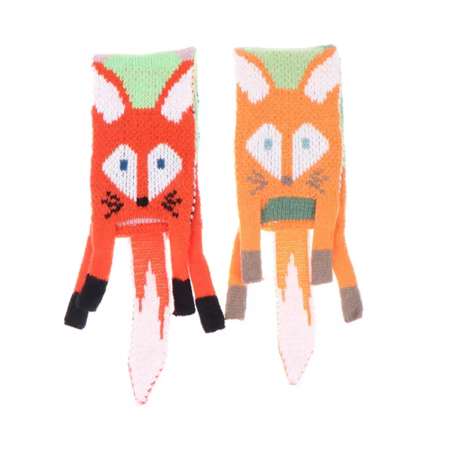 Children's Cartoon Fox Knitted Scarf Boys Girls Warm Knitted Animal Women ScaK_