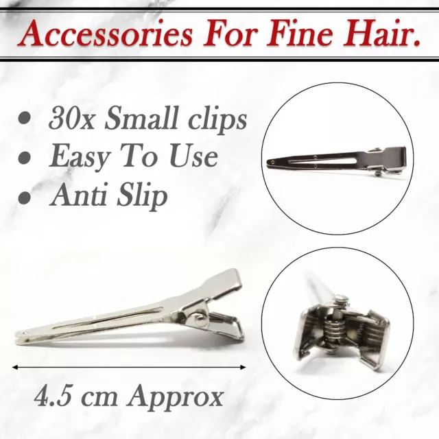 30pcs Silver Hair Crocodile Clip Metal Saloon Alligator Section Clip Barrette