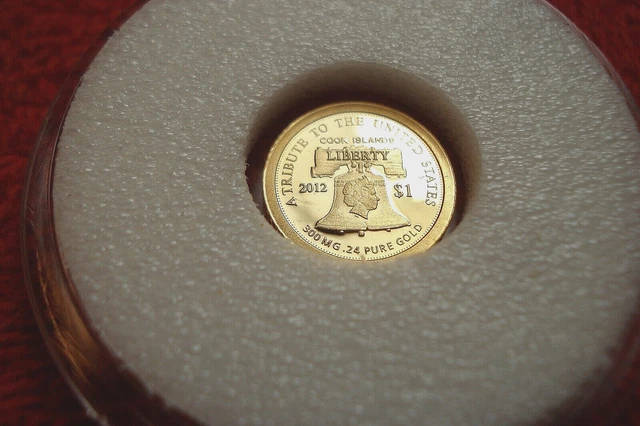 2012 Cook Islands to the USA 0.3GRAM SOLID 24KT GOLD COIN