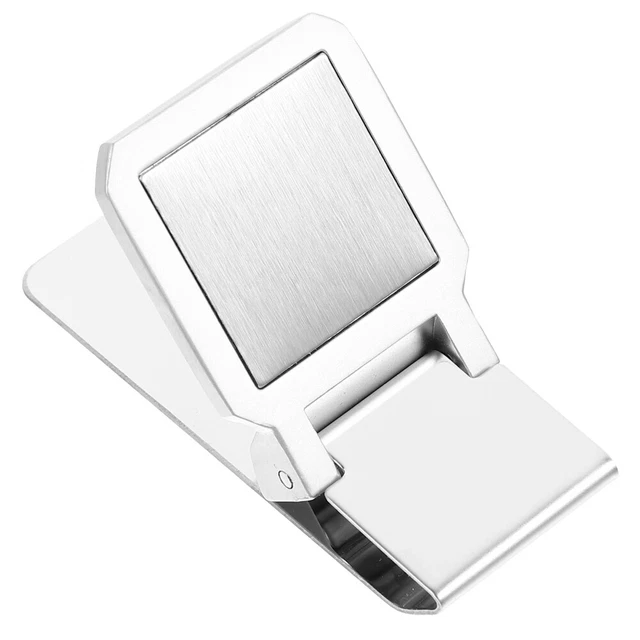 Cudworth Brushed Stainless Steel Money Clip With Wood Flame Pattern