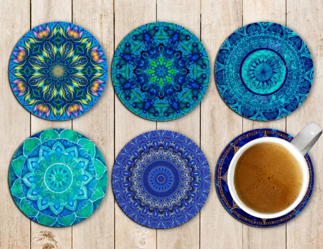 Mandala Drink Coasters Set of Six Neoprene