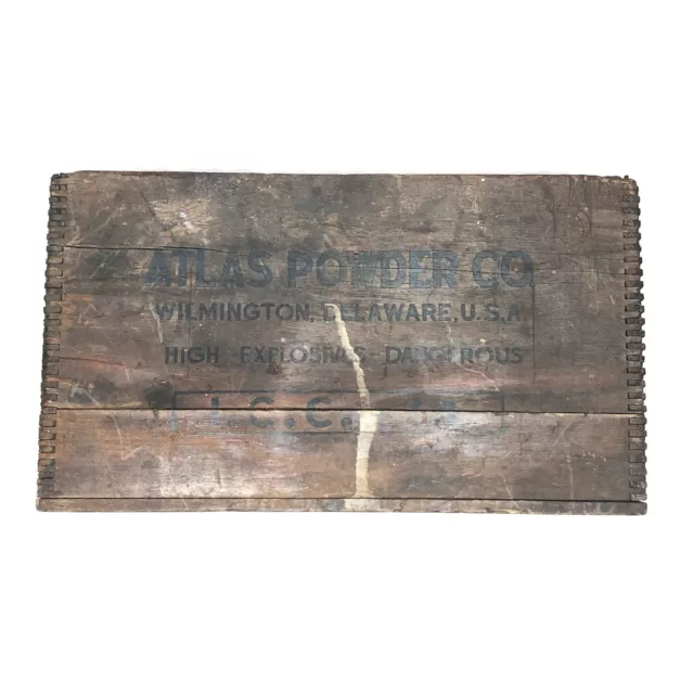 VTG 30s 40s Atlas Powder Co Explosives Handmade Box Mining Advertising Rustic 2