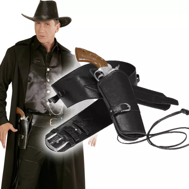 Western Pistolenholster Cowboy Waffengürtel Sheriff schwarz Pistolen Halfter