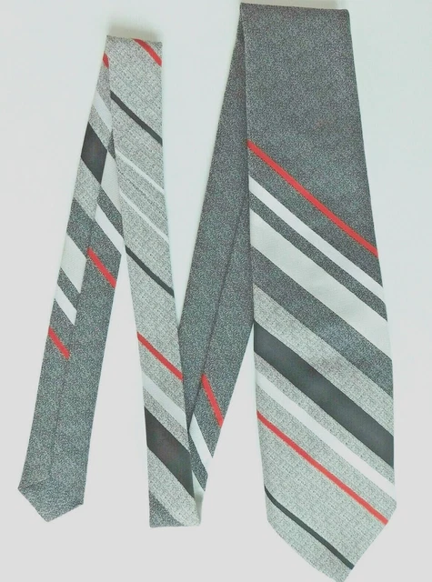 Cravatta a righe grigia Lloyd abbigliamento uomo vintage anni '70 lavabile uomo a goccia poliestere secco