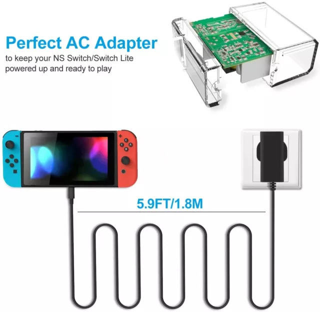 Cargador para Nintendo Switch/Switch Lite/Switch OLED Adaptador de coriente 3