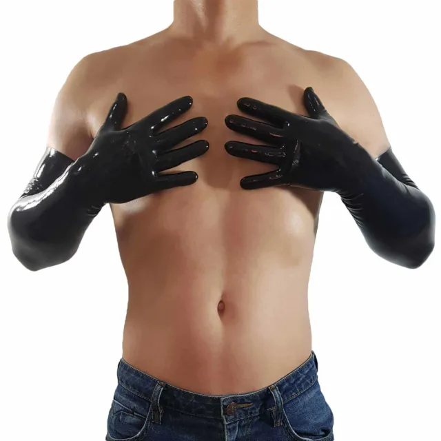 Lange Latex Handschuhe aus Gummi in schwarz, Einheitsgröße
