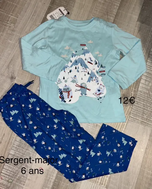 Sergent-major 6 ANS Garçon : Pyjama Coton Bleu Neuf