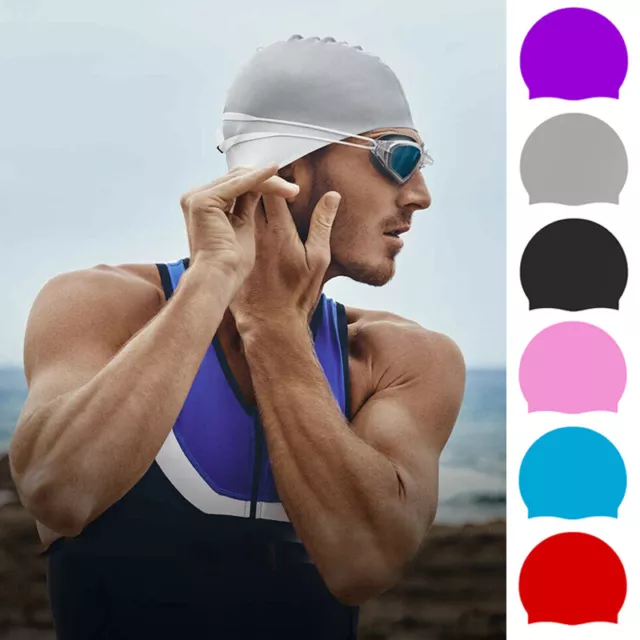 Swim Pool Hat For Adult Kids Ear Protect Silicone Swimming Cap Waterpoof Elastic