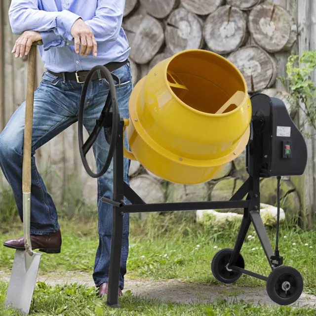 Professional Cement Mixer 63/120/140 Litre Electric Concrete Mixing Drum Wheels