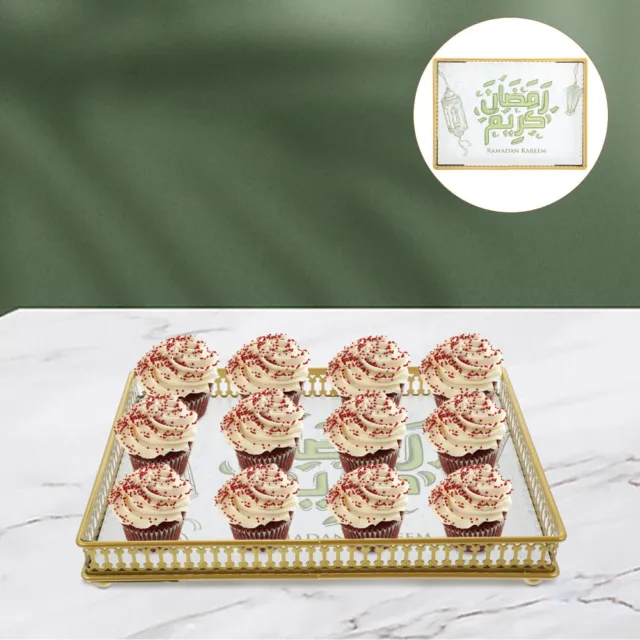 Bandeja temática de Ramadán plato de caramelo paleta de madera soporte para cupcake multifunción