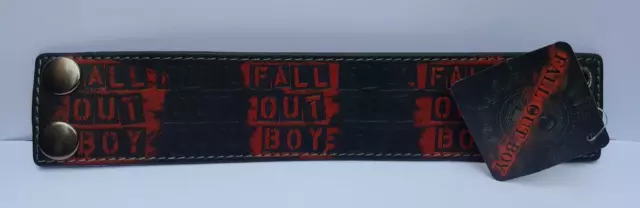 OFFICIAL FALL OUT BOY WRISTBAND (SIZE: MED/LRG) By BIOWORLD EMO PUNK ROCK BNWT