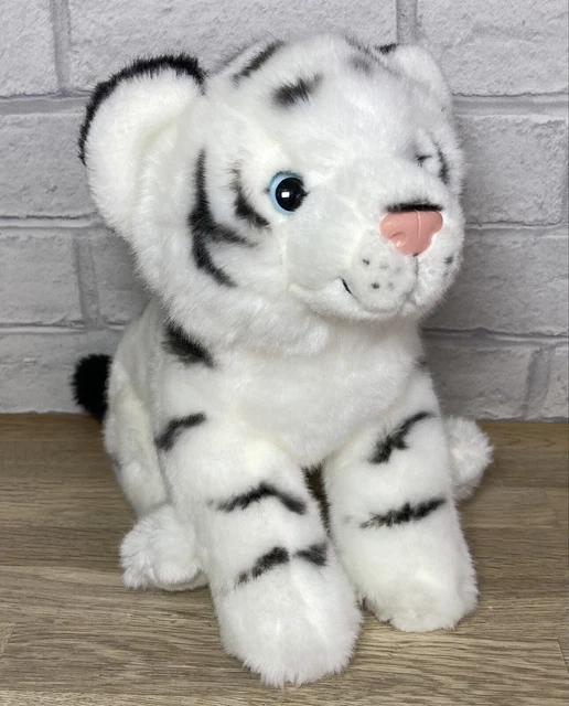 TOYS R US Plush White Snow Tiger Blue Eyes Stuffed Animal Soft Toy