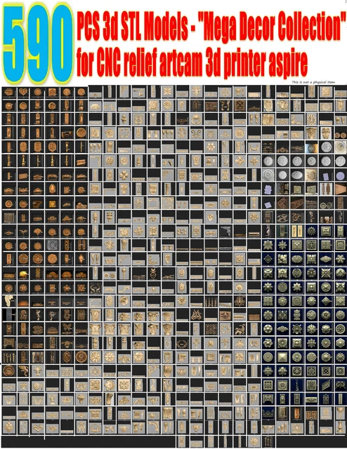 590pcs 3d STL Model Decor Collection HUGE SET Baguettes for CNC Router Artcam