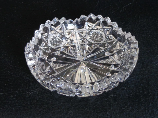 American Brilliant Cut Glass ABP Signed Hawkes Small Bowl / Coaster 3