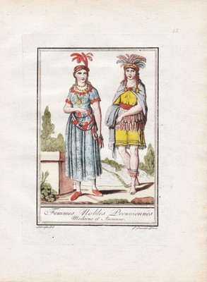 Nobles America Tracht Trachten costume copperplate engraving 1780